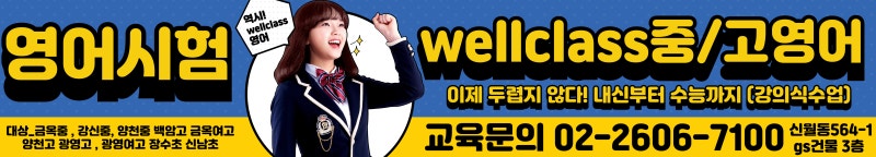 웰클레스 중/고 영어 - 이제 두렵지 않다! 내신부터 수능까지 강의식 수업